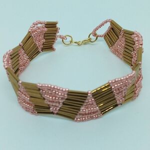 Chic Pink and Gold Geometric Bracelet